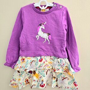 NWOT Mini Boden Sequin Unicorn London Print Sweatshirt Dress Sz 3-4